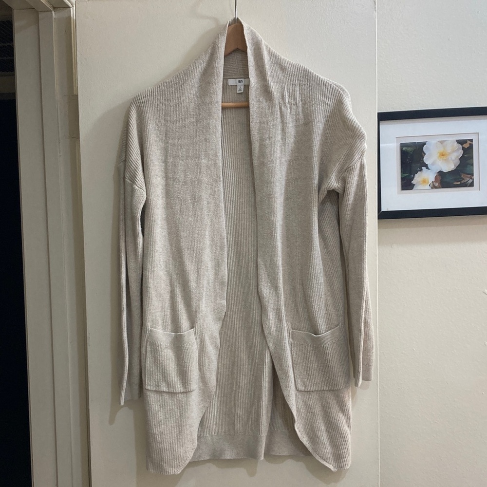 BP Nordstrom Open Front Cardigan in Oatmeal Color.